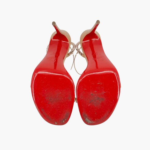 Christian Louboutin So Me Beige Leather Spike Sandals High Heels Size 38 US 8 - Picture 12 of 14